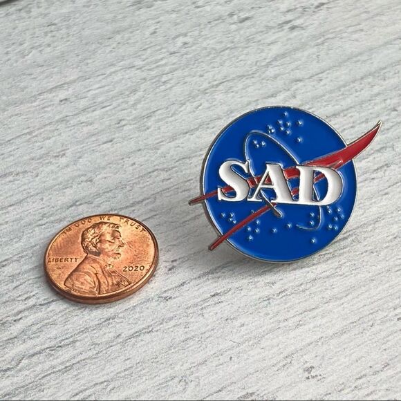 Sad Enamel Pin/ Brooch Lapel - Picture 3 of 6